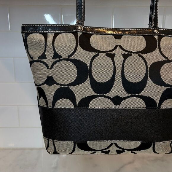 Coach Bag Purse Handbag Y2K Jacquard Signature Logo Stripe Tote Pocketbook - Picture 5 of 16